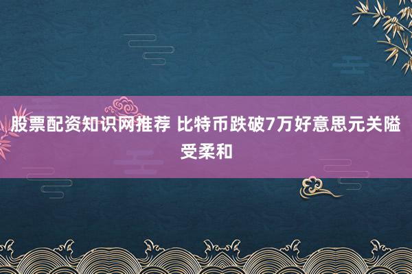 股票配资知识网推荐 比特币跌破7万好意思元关隘受柔和