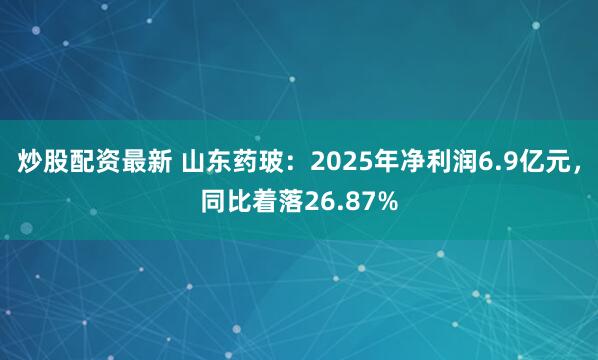 炒股配资最新 山东药玻：2025年净利润6.9亿元，同比着落26.87%